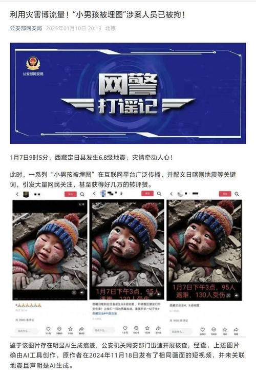 “小孩被埋”“母亲护孩”等AI图、旧图大量传播！严重可追责